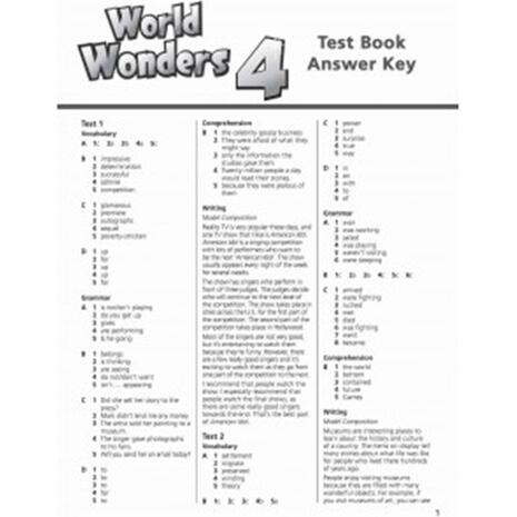 World Wonders 4 Test book Answer Key