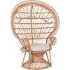 ΠΟΛΥΘΡΟΝΑ ROYAL PEACOCK HM9342 RATTAN ΣΕ ΦΥΣΙΚΟ-ΜΑΞΙΛΑΡΙ ΜΠΕΖ 114x72x150Yεκ.