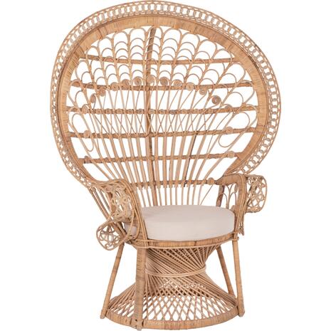 ΠΟΛΥΘΡΟΝΑ ROYAL PEACOCK HM9342 RATTAN ΣΕ ΦΥΣΙΚΟ-ΜΑΞΙΛΑΡΙ ΜΠΕΖ 114x72x150Yεκ.