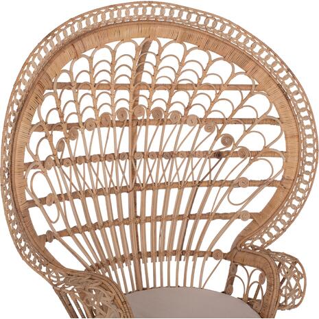 ΠΟΛΥΘΡΟΝΑ ROYAL PEACOCK HM9342 RATTAN ΣΕ ΦΥΣΙΚΟ-ΜΑΞΙΛΑΡΙ ΜΠΕΖ 114x72x150Yεκ.