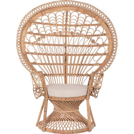 ΠΟΛΥΘΡΟΝΑ ROYAL PEACOCK HM9342 RATTAN ΣΕ ΦΥΣΙΚΟ-ΜΑΞΙΛΑΡΙ ΜΠΕΖ 114x72x150Yεκ.