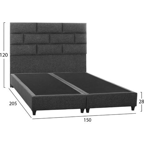 ΚΡΕΒΑΤΙ SOLEDAD ΑΠΟ ΓΚΡΙ ΥΦΑΣΜΑ HM644.01 ΓΙΑ ΣΤΡΩΜΑ 150x200 εκ.