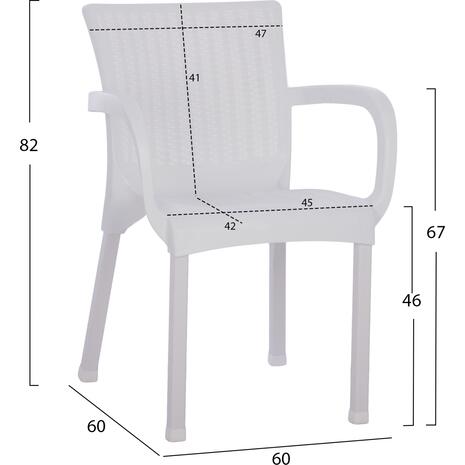 ΠΟΛΥΘΡΟΝΑ ΠΟΛΥΠΡΟΠΥΛΕΝΙΟΥ RATTAN ΠΟΔΙ ALU HM5591.01 ΧΡΩΜΑ ΛΕΥΚΟ 60x60x82 cm