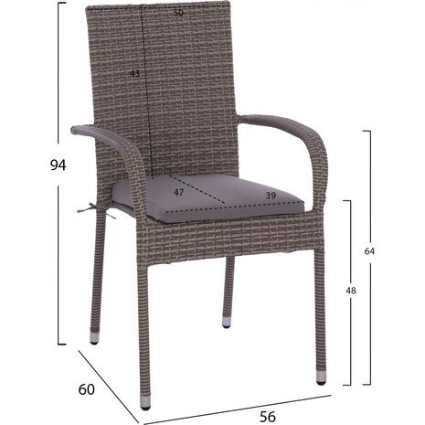 ΠΟΛΥΘΡΟΝΑ ΜΕΤΑΛΛΙΚΗ ANISHA ΜΕ ΜΑΞΙΛΑΡΙ WICKER ΓΚΡΙ ΣΤΟΙΒΑΖΟΜΕΝΗ 56x60x94 εκ.HM5685.01