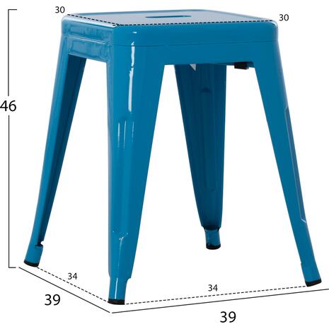 ΣΚΑΜΠΩ ΜΕΤΑΛΛΙΚΟ HM0096.08 MELITA ΣΕ ΜΠΛΕ 39x39x46 εκ.