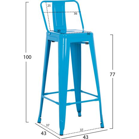 ΣΚΑΜΠΟ BAR ΜΕΤΑΛΛΙΚΟ MELITA ME ΠΛΑΤΗ ΜΠΛΕ HM8643.08 43Χ43Χ100εκ.