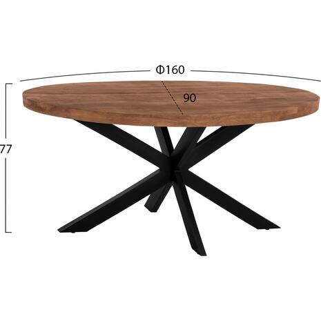 ΤΡΑΠΕΖΙ LEVINHO HM8482.11 OVAL 6εκ.ΠΑΧΟΣ ΜΑΣΙΦ ΞΥΛΟ MANGO 160x90x77Υ εκ.