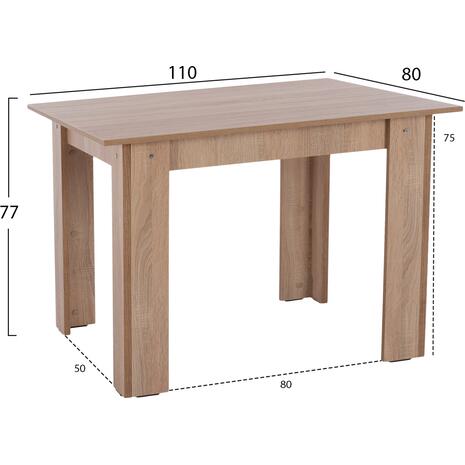 ΤΡΑΠΕΖΙ ΚΟΥΖΙΝΑΣ HM2428.01 KELVIN SONOMA OAK 110x80x77Υεκ.