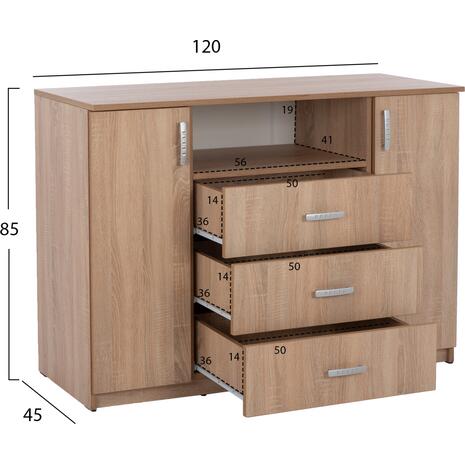 ΜΠΟΥΦΕΣ ΜΕ 2 ΝΤΟΥΛΑΠΙΑ Κ 3 ΣΥΡΤΑΡΙΑ ADLER SONAMA OAK HM2430 120X45X85Yεκ.