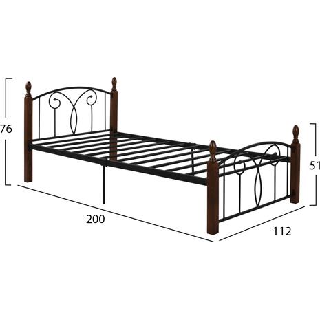ΚΡΕΒΑΤΙ SUZIE HM600 ΜΕΤΑΛΛΟ ΞΥΛΟ ΓΙΑ ΣΤΡΩΜΑ 110Χ190 εκ.