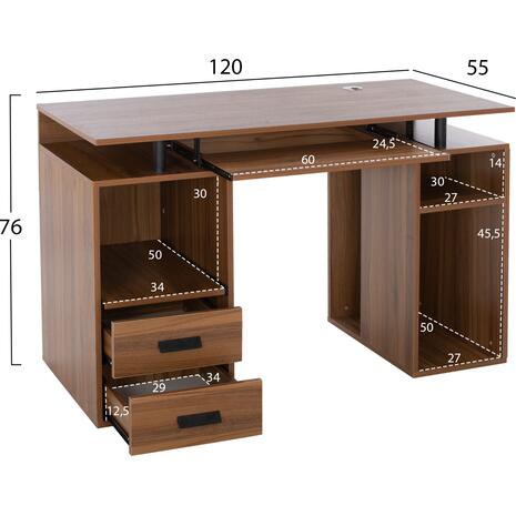 ΓΡΑΦΕΙΟ ΜΕΛΑΜΙΝΗΣ STATUS HM2026.03 WALNUT 120Χ55Χ76 εκ.