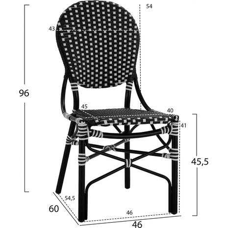 ΚΑΡΕΚΛΑ ΑΛΟΥΜΙΝΙΟΥ BAMBOO LOOK ΜΕ WICKER ΜΑΥΡΟ ΛΕΥΚΟ HM5792.02 46x60x96 εκ.