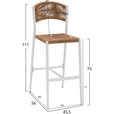 ΣΚΑΜΠΟ BAR ΑΛΟΥΜΙΝΙΟΥ ΛΕΥΚO ΜΕ ΣΧΟΙΝΙ PE ΜΠΕΖ HM5789.01 45,5x56x111 εκ.