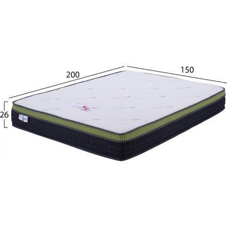 ΣΤΡΩΜΑ HM370.15 ALOE VERA POCKET SPRING ΑΝΩΣΤΡΩΜΑ MEMORY FOAM 150X200(ROLL PACKING)