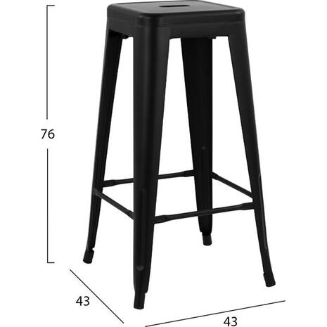 ΣΚΑΜΠΟ BAR ΜΕΤΑΛΛΙΚΟ MELITA ΣΕ ΜΑΥΡΟ ΜΑΤ 43x43x76Y εκ. HM8642.22