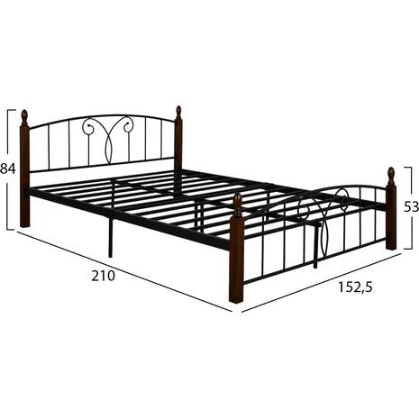 ΚΡΕΒΑΤΙ ΔΙΠΛΟ SUZIE HM585 ΓΙΑ ΣΤΡΩΜΑ 150x200 εκ. ΜΕΤΑΛΛΟ ΞΥΛΟ