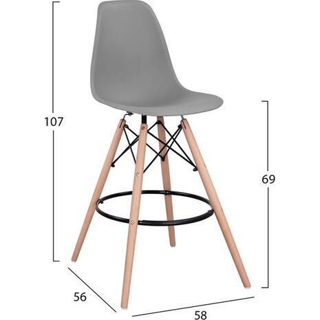 ΣΚΑΜΠΟ ΜΠΑΡ RENATA HM0173.10 ΓΚΡΙ 58x56x107Υ εκ. (σετ 4 τεμαχίων)