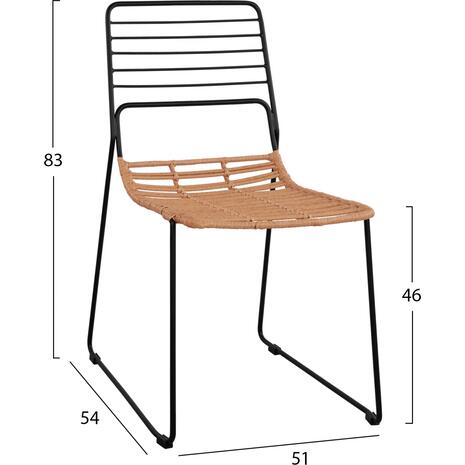 ΚΑΡΕΚΛΑ ΜΕΤΑΛΛΙΚΗ ALLEGRA HM5694 ΜΕ WICKER ΜΠΕΖ 51x54x83Υ εκ.