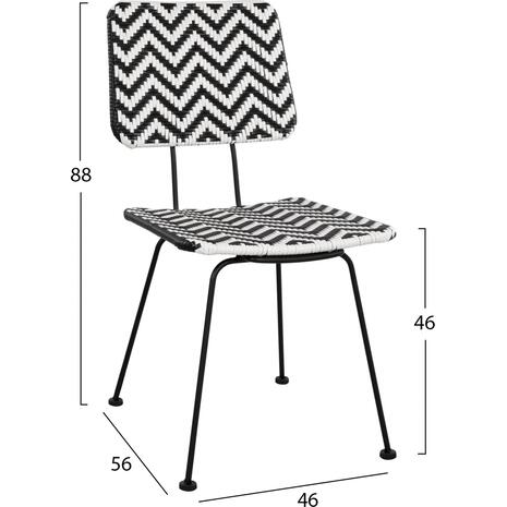 ΚΑΡΕΚΛΑ ΜΕΤΑΛΛΙΚΗ ALLEGRA HM5693 ΜΕ WICKER ΜΑΥΡΟ-ΛΕΥΚΟ 46x56x88Υ εκ.