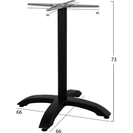 ΒΑΣΗ ΑΛΟΥΜΙΝΙΟΥ HM460.01 ΜΑΥΡΟ ΜΑΤ 66Χ66Χ73Υεκ. ΜΕ ΣΤΑΥΡΟ 48Χ48εκ.
