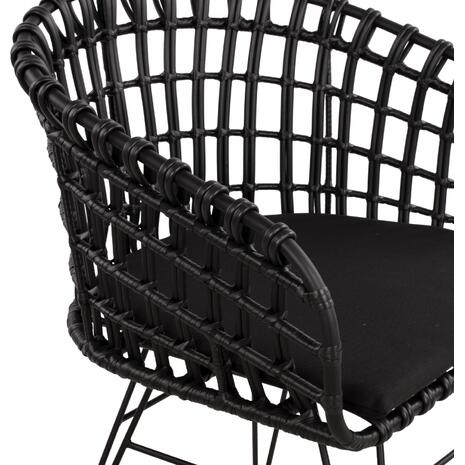 ΠΟΛΥΘΡΟΝΑ ΤΥΠΟΥ ΦΩΛΙΑ ΜΕΤΑΛΛΙΚΗ ALLEGRA HM5456.02 ΜΕ WICKER ΜΑΥΡΟ 59Χ56,5Χ83Υ εκ.