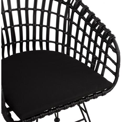 ΠΟΛΥΘΡΟΝΑ ΤΥΠΟΥ ΦΩΛΙΑ ΜΕΤΑΛΛΙΚΗ ALLEGRA HM5456.02 ΜΕ WICKER ΜΑΥΡΟ 59Χ56,5Χ83Υ εκ.