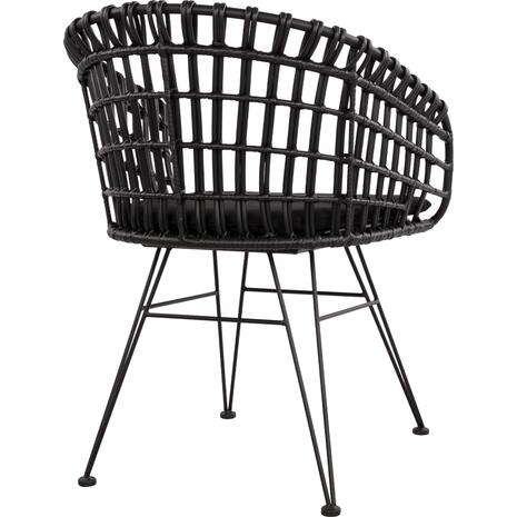 ΠΟΛΥΘΡΟΝΑ ΤΥΠΟΥ ΦΩΛΙΑ ΜΕΤΑΛΛΙΚΗ ALLEGRA HM5456.02 ΜΕ WICKER ΜΑΥΡΟ 59Χ56,5Χ83Υ εκ.