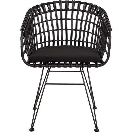 ΠΟΛΥΘΡΟΝΑ ΤΥΠΟΥ ΦΩΛΙΑ ΜΕΤΑΛΛΙΚΗ ALLEGRA HM5456.02 ΜΕ WICKER ΜΑΥΡΟ 59Χ56,5Χ83Υ εκ.