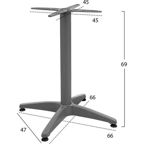 ΒΑΣΗ ΑΛΟΥΜΙΝΙΟΥ 4ΝΥΧΗ 66Χ66X69Υεκ. ΜΕ ΣΤΑΥΡΟ 45x45εκ. HM448.04 ΓΚΡΙ