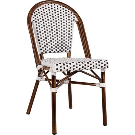 ΚΑΡΕΚΛΑ BISTRO ΑΛΟΥΜΙΝΙΟΥ BAMBOO LOOK ΜΕ ΛΕΥΚΟ-ΜΑΥΡΟ RATTAN HM5566.01 45x54x90Υεκ.