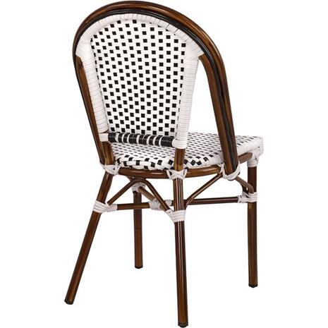 ΚΑΡΕΚΛΑ BISTRO ΑΛΟΥΜΙΝΙΟΥ BAMBOO LOOK ΜΕ ΛΕΥΚΟ-ΜΑΥΡΟ RATTAN HM5566.01 45x54x90Υεκ.