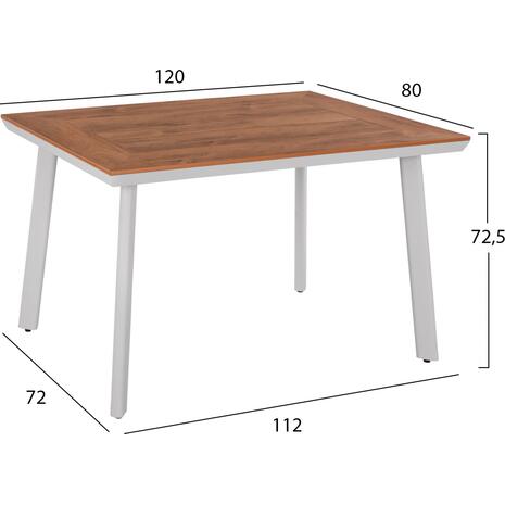 ΤΡΑΠΕΖΙ ΑΛΟΥΜΙΝΙΟΥ TABER ΜΕ POLYWOOD ΛΕΥΚΟ 120x80x72,5Υ εκ. HM5562.01