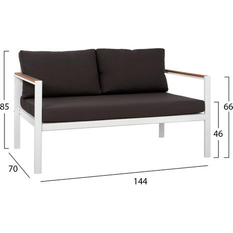 ΚΑΝΑΠΕΣ ΔΙΘΕΣΙΟΣ ΑΛΟΥΜΙΝΙΟΥ SAFIYA ΛΕΥΚΟΣ ΜΕ POLYWOOD HM5523.01 144X70X85Υεκ.