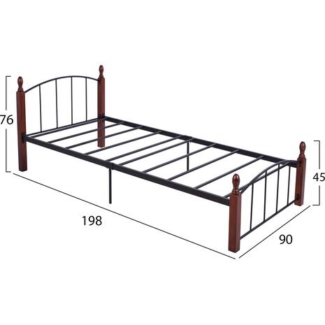 ΚΡΕΒΑΤΙ MAKAI ΜΕΤΑΛΛΟ ΞΥΛΟ ΚΑΡΥΔΙ ΣΤΡΩΜΑ 90X190 HM381