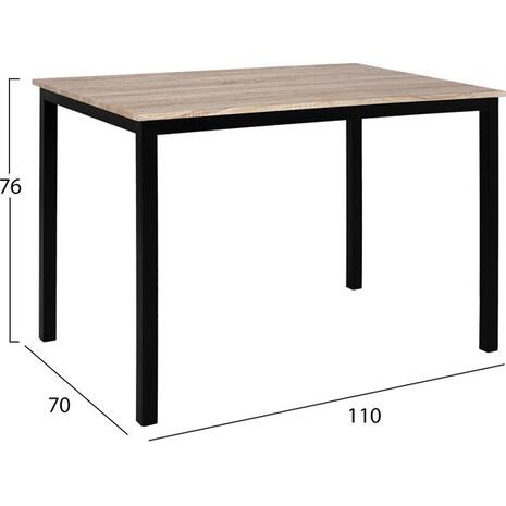 ΤΡΑΠΕΖΙ ΤΡΑΠΕΖΑΡΙΑΣ PANYA HM8332, 110X70Χ76 SONOMA, ΜΑΥΡΑ ΠΟΔΙΑ