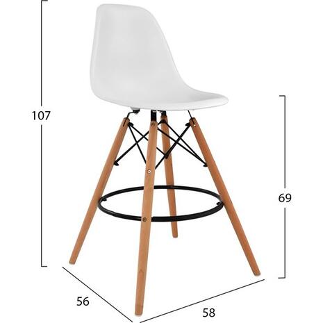 ΣΚΑΜΠΟ ΜΠΑΡ RENATA HM0173.01 ΛΕΥΚΟ 58x56x107Υ εκ. (σετ 4 τεμαχίων)