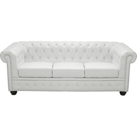 ΚΑΝΑΠΕΣ 3ΘΕΣΙΟΣ T.CHESTERFIELD HM3009.02 ΤΕΧΝΟΔΕΡΜΑ ΛΕΥΚΟ ΜΑΤ 208x90x73 εκ.