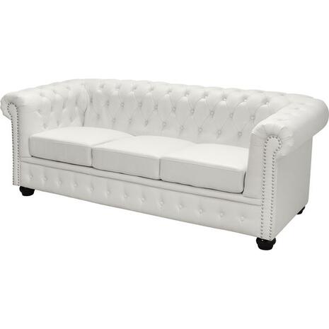 ΚΑΝΑΠΕΣ 3ΘΕΣΙΟΣ T.CHESTERFIELD HM3009.02 ΤΕΧΝΟΔΕΡΜΑ ΛΕΥΚΟ ΜΑΤ 208x90x73 εκ.