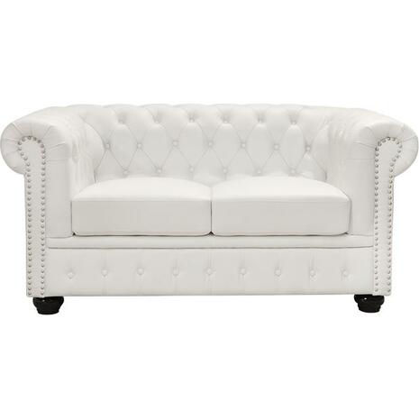 ΚΑΝΑΠΕΣ 2ΘΕΣΙΟΣ T.CHESTERFIELD HM3010.02 ΤΕΧΝΟΔΕΡΜΑ ΛΕΥΚΟ ΜΑΤ 155x90x73 εκ.