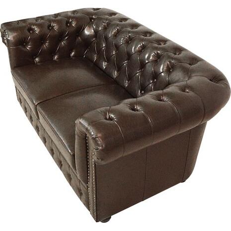 ΚΑΝΑΠΕΣ 2ΘΕΣΙΟΣ T.CHESTERFIELD HM3010.01 ΤΕΧΝΟΔΕΡΜΑ ΣΚΟΥΡΟ ΚΑΦΕ 155x90x73 εκ.