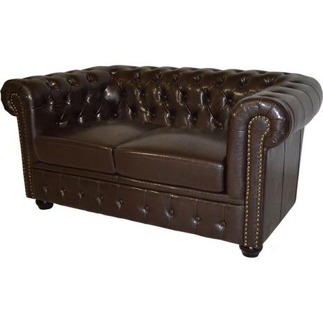 ΚΑΝΑΠΕΣ 2ΘΕΣΙΟΣ T.CHESTERFIELD HM3010.01 ΤΕΧΝΟΔΕΡΜΑ ΣΚΟΥΡΟ ΚΑΦΕ 155x90x73 εκ.