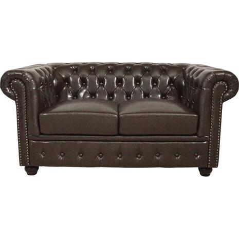 ΚΑΝΑΠΕΣ 2ΘΕΣΙΟΣ T.CHESTERFIELD HM3010.01 ΤΕΧΝΟΔΕΡΜΑ ΣΚΟΥΡΟ ΚΑΦΕ 155x90x73 εκ.