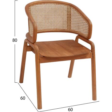 ΠΟΛΥΘΡΟΝΑ ΜΑΣΙΦ ΞΥΛΟ ΤEAK & RATTAN ΠΛΑΤΗ ΦΥΣΙΚΟ 57x62x83Υεκ.HM9402.01