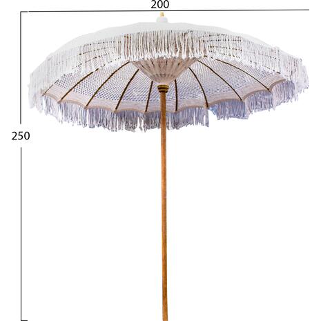 ΟΜΠΡΕΛΑ ΜΠΑΛΙΝΕΖΙΚΗ ΜΑΚΡΑΜΕ ΜΠΕΖ ΞΥΛO TEAK Φ200X250εκ. HM6035.01