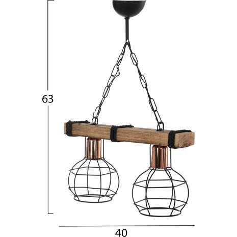 ΦΩΤΙΣΤΙΚΟ ΟΡΟΦΗΣ ΔΙΦΩΤΟ ΜΕ ΞΥΛΟ ΚΑΙ ΜΕΤΑΛΛΙΚΑ ΠΛΕΓΜΑΤΑ 40x16x63Υεκ.HM7681.01