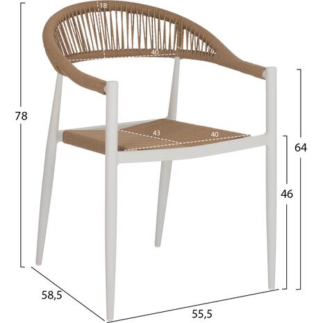 ΠΟΛΥΘΡΟΝΑ ΑΛΟΥΜΙΝΙΟΥ GRET HM5854.01 ΛΕΥΚΗ PE RATTAN ΜΠΕΖ 56x55,5x78Υεκ.