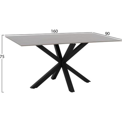 ΤΡΑΠΕΖΙ ΤΡΑΠΕΖΑΡΙΑΣ SYNTEC HM9308.03 SINTERED STONE ΓΚΡΙ ΜΕΤΑΛΛΙΚΑ ΠΟΔΙΑ 160x90x75Υεκ.