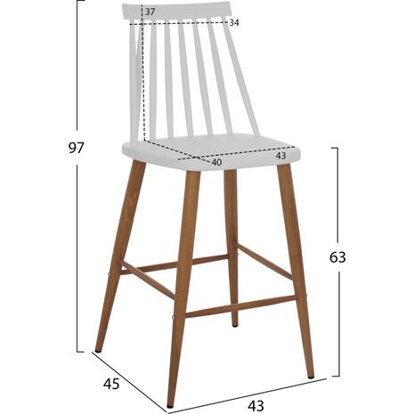 ΣΚΑΜΠΟ ΜΠΑΡ VANESSA HM9300.01 ΛΕΥΚΟ ΜΕΣΑΙΟΥ ΥΨΟΥΣ 43x45x97Υεκ. (σετ 2 τεμαχίων)