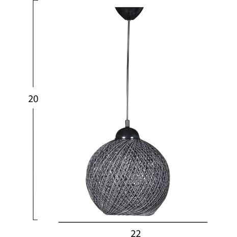 ΦΩΤΙΣΤΙΚΟ ΟΡΟΦΗΣ ΕΣΩΤΕΡΙΚΟΥ ΧΩΡΟΥ ΚΡΕΜΑΣΤΟ ΑΠΟ ΣΧΟΙΝΙ ΜΑΥΡΟ ΓΚΡΙ HM7645.02 22x18x20 εκ.