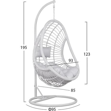 ΚΡΕΜΑΣΤΗ ΠΟΛΥΘΡΟΝΑ ΦΩΛΙΑ CALLIE HM5541.03 ΜΕ ΛΕΥΚΟ WICKER & ΜΑΞΙΛΑΡΙΑ Φ105Χ195Υ εκ.